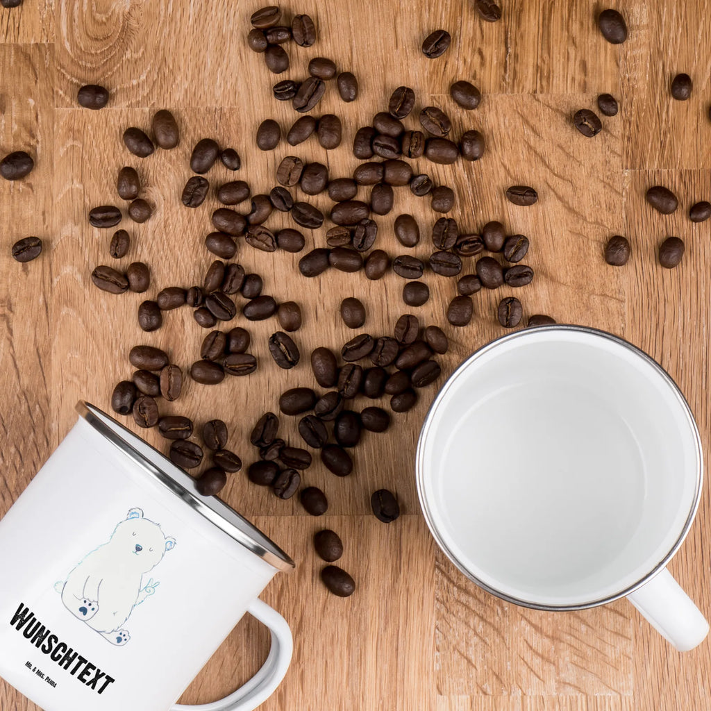 Personalisierte Emaille Tasse Eisbär Faul Campingtasse bedrucken, Emaille Tasse personalisiert, tasse mit namen, tassen bedrucken, Campinggeschirr personalsisert, tasse bedrucken, Campingtasse personalisiert, personalisierte tasse, Emaille Tasse mit Namen, tasse selbst gestalten, personalisierte tassen, Namenstasse, Bär, Teddy, Teddybär, Entspannen, Eisbär, Büro, Relaxen, Homeoffice, Nordpol, Bürojob, Arbeitsplatz, Arbeit, Faul