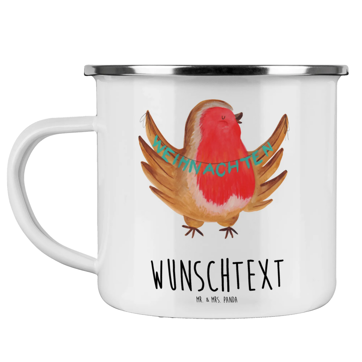 Personalised enamel cup robin Christmas Winter, Christmas, Christmas time, snow, Merry Christmas, Christmas Eve, winter, bird, Christmas motif, xmas, Christmas greeting