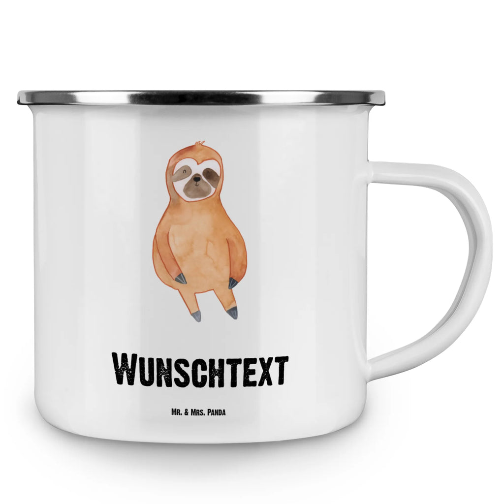 Personalised enamel cup sloth Satisfied Sloth, sloth, trend animal, happy, contented, break, relax, lazy, happiness, favorite animal