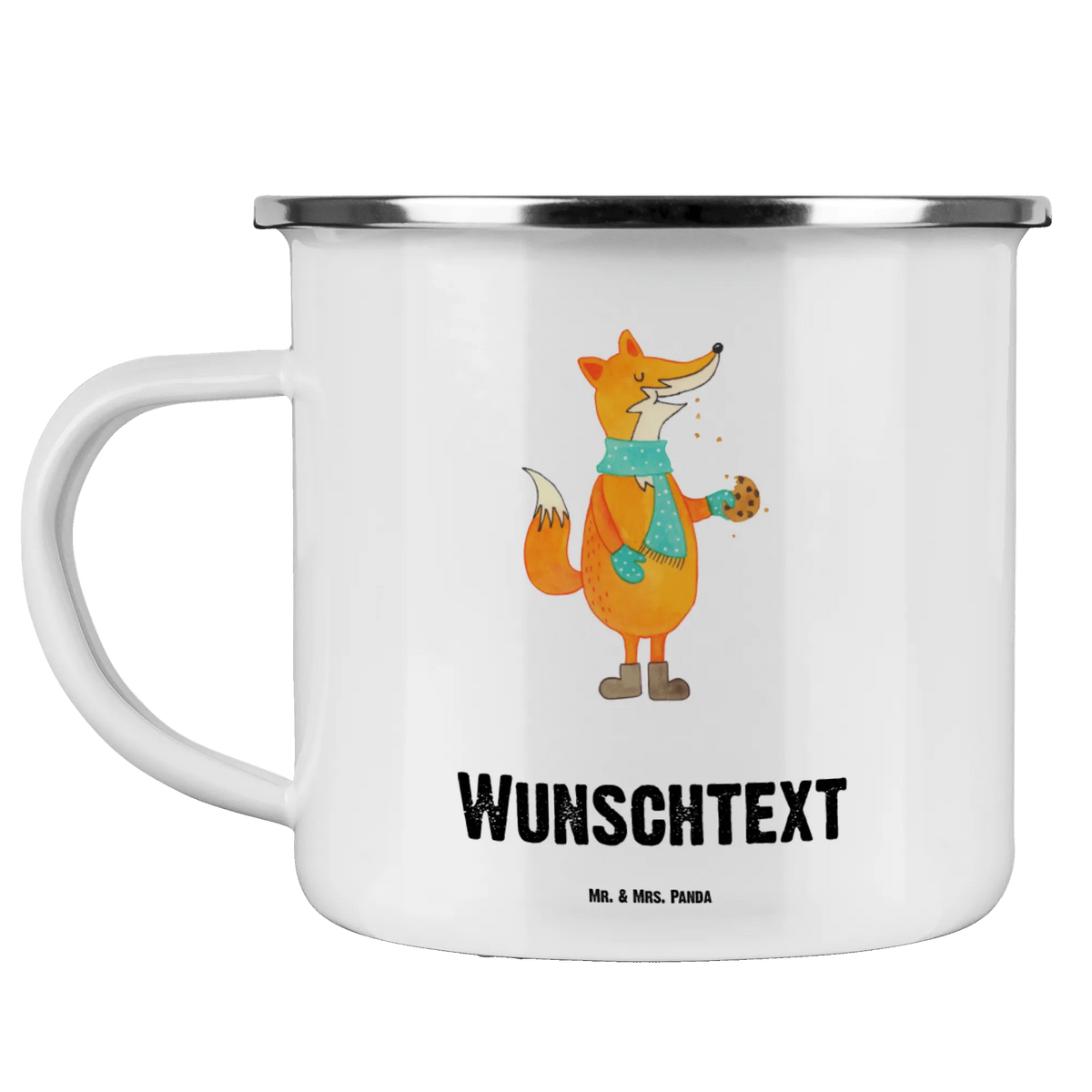 Personalised enamel cup Fox biscuit fox, foxes, forest wildlife, clever as a fox, animal lover, cookies, love, winter, christmas time, baking saying, christmas present, kitchen decoration