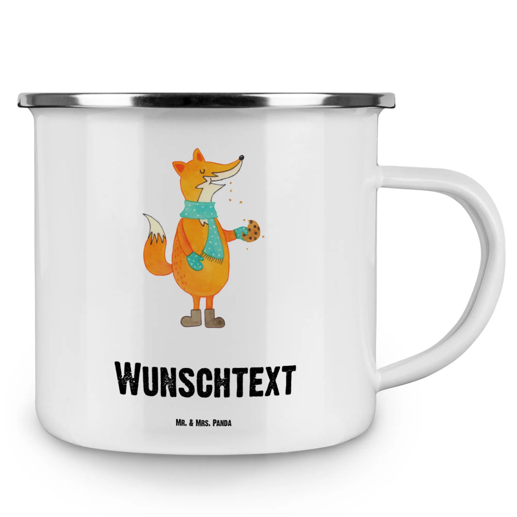 Personalised enamel cup Fox biscuit fox, foxes, forest wildlife, clever as a fox, animal lover, cookies, love, winter, christmas time, baking saying, christmas present, kitchen decoration