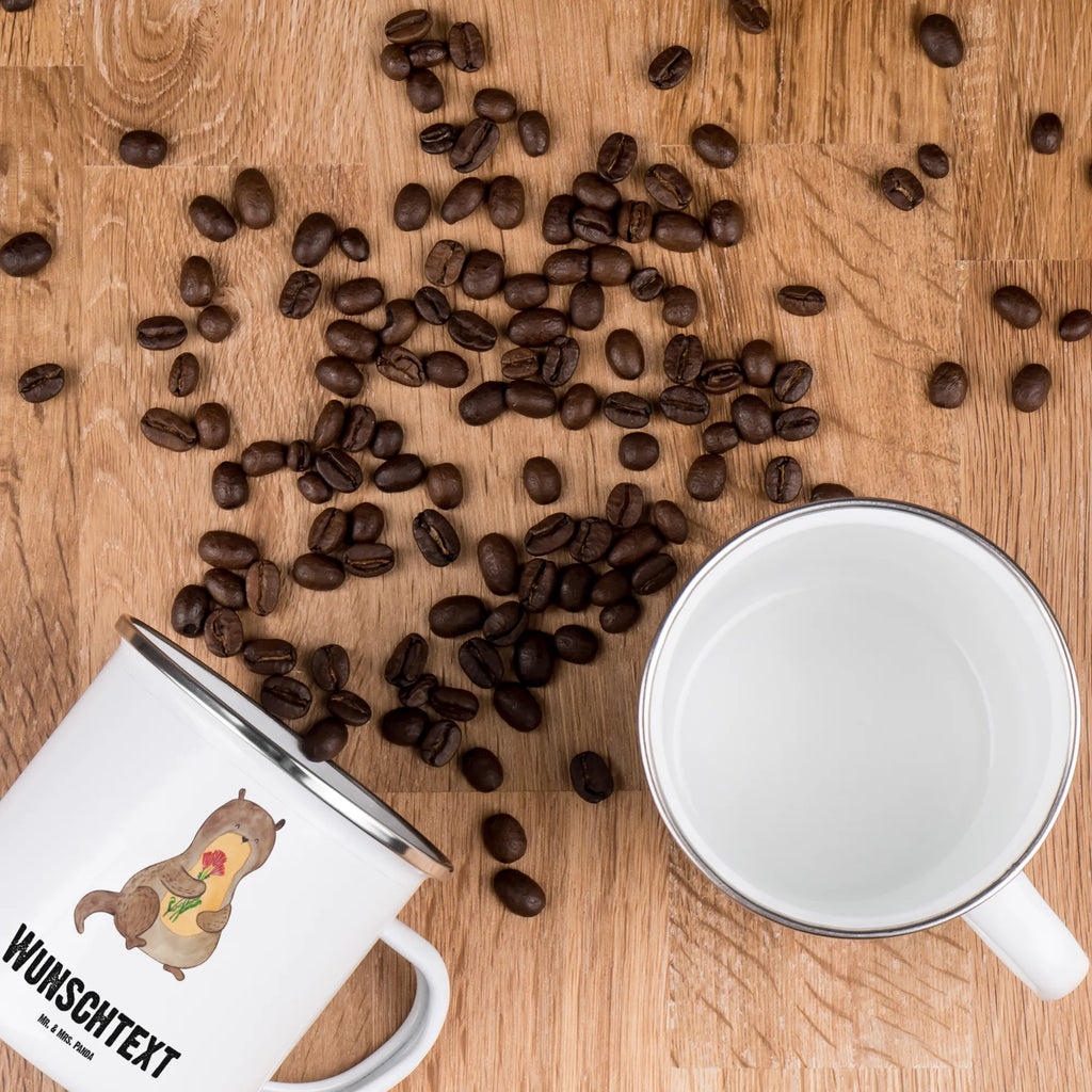 Personalisierte Emaille Tasse Otter Blumenstrauß tassen bedrucken, tasse mit namen, Campingtasse bedrucken, personalisierte tassen, tasse bedrucken, tasse selbst gestalten, Campingtasse personalisiert, Emaille Tasse mit Namen, Campinggeschirr personalsisert, Namenstasse, Emaille Tasse personalisiert, personalisierte tasse, Otter, Fischotter, Seeotter, Otter Seeotter See Otter