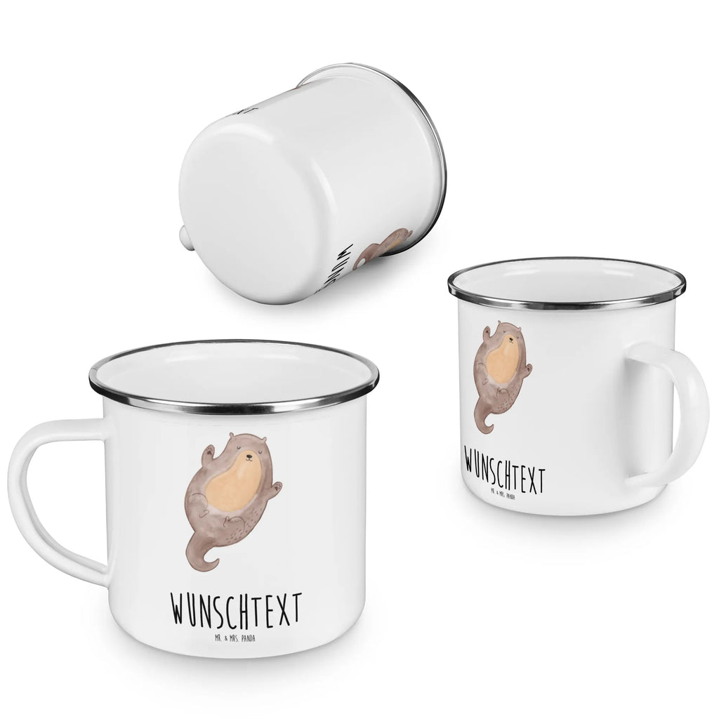 Personalised enamel cup otter Embrace otter, marten, sea otter, European otter, water mammal, aquatic animal, baby otter, predator, water, otter gifts, animal lover, gift ideas for animal lovers, animal, mammal, water animal, gifts for people in love, Otter Sea Otter Lake Otter