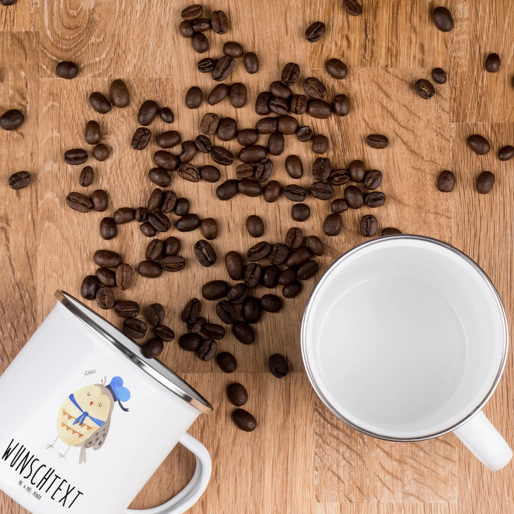 Personalisierte Emaille Tasse Eule Matrosen Emaille Tasse mit Namen, tasse selbst gestalten, Campingtasse bedrucken, Campingtasse personalisiert, personalisierte tassen, personalisierte tasse, tassen bedrucken, Campinggeschirr personalsisert, tasse mit namen, Namenstasse, Emaille Tasse personalisiert, tasse bedrucken, Eule, Seefahrer, Eule Deko, Wortspiel lustig, Freundin, Heimathafen, Ehe, Matrose, Owl, Eule Spruch, Hochzeitstag Geschenk