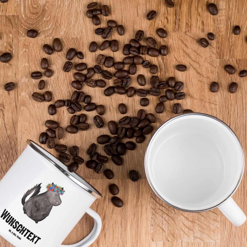 Personalised enamel cup skunk Girl Skunk, Live, Namaste, Predator, Stinker, Wild animal, Yoga, Laugh, Stinky, Love