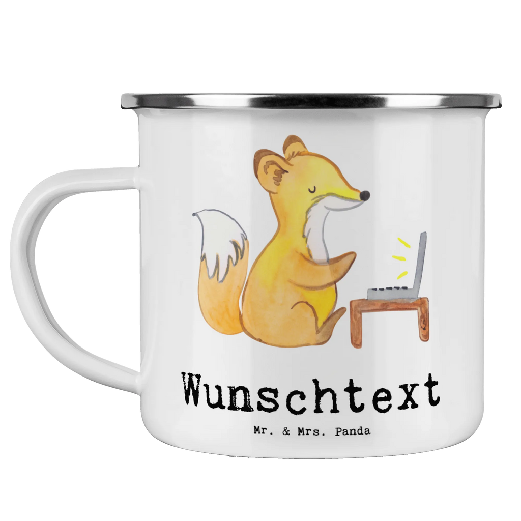 Personalised enamel cup Fox Best colleague in the world for, thank you, gift, giving, birthday, birthday present, gift idea, souvenir, make you happy, gift tip, farewell gift, office, work, retirement, employee, profession, Work colleague, fellow worker, colleague