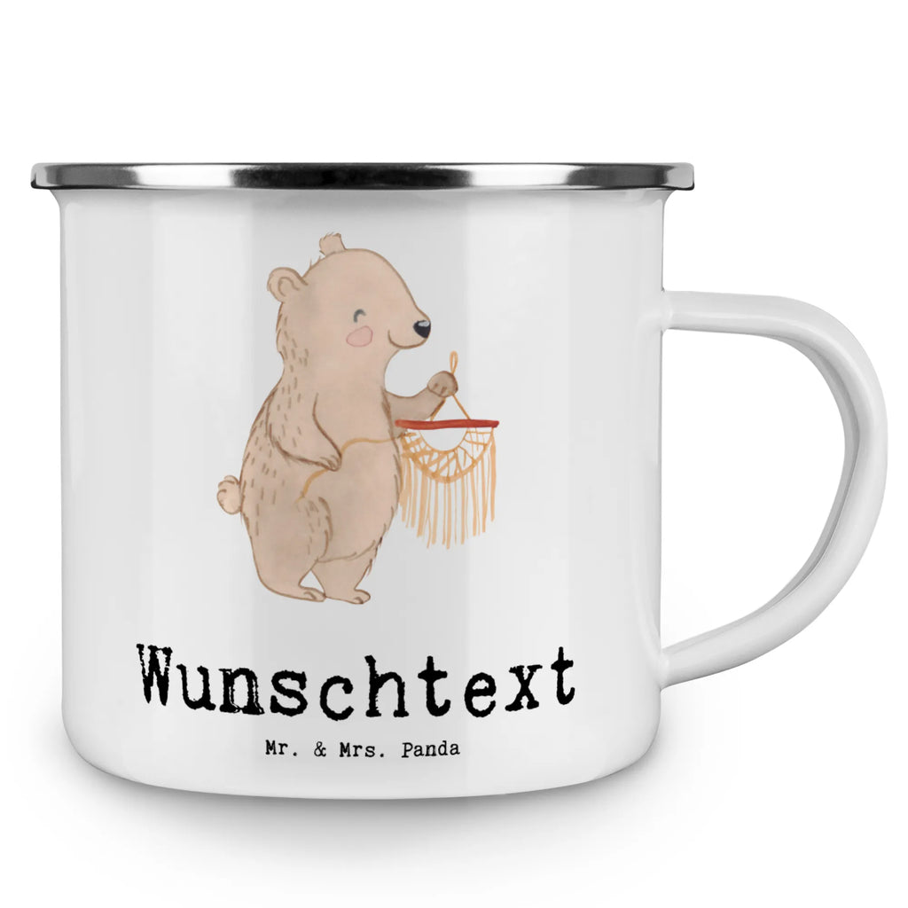 Personalised enamel cup bear macrame Gift, sport, hobby, giving, thank you, award, profit, athlete, Macrame, crafts, crafts with macrame