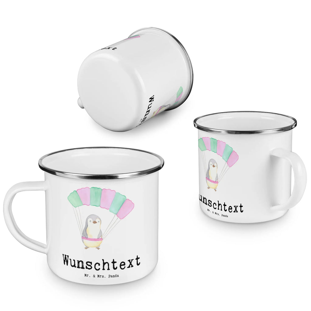 Personalisierte Emaille Tasse Pinguin Fallschirm springen tasse selbst gestalten, Campingtasse personalisiert, Namenstasse, tasse mit namen, Emaille Tasse mit Namen, personalisierte tasse, Emaille Tasse personalisiert, personalisierte tassen, tasse bedrucken, Campinggeschirr personalsisert, Campingtasse bedrucken, tassen bedrucken, Geschenk, Sport, Sportart, Hobby, Schenken, Danke, Dankeschön, Auszeichnung, Gewinn, Sportler, Skydive, Fallschirmspringen, Fallschirmsprung