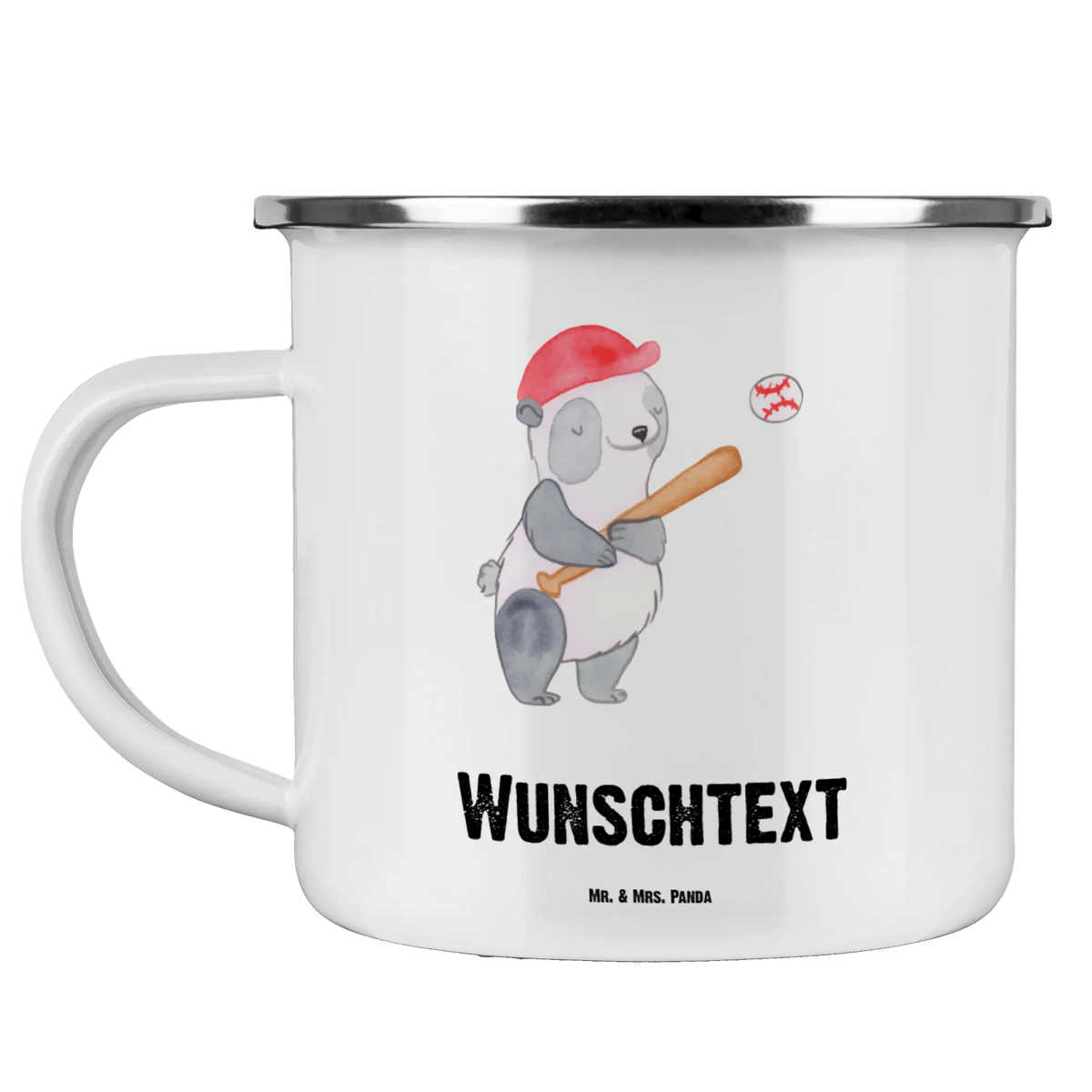 Personalised enamel cup panda playing baseball Gift, sport, hobby, giving, thank you, award, profit, athlete, baseball club, baseball games, baseball field, ball sports, play baseball, baseball match