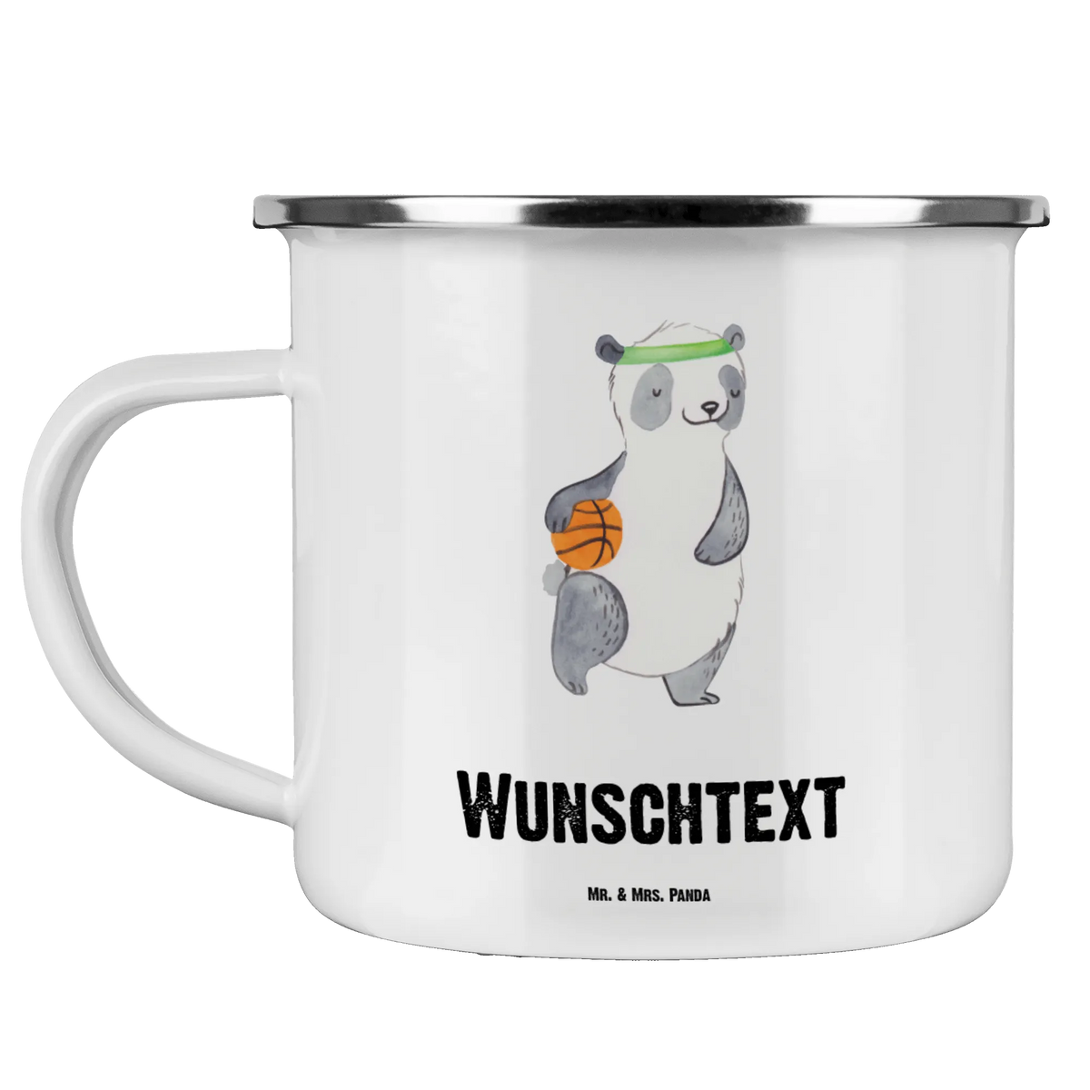 Spersonalizowany kubek emaliowany Panda koszykówka Prezent, Sport, Dyscyplina sportowa, Hobby, Darować, Dziękuję, Dzięki, Wyróżnienie, Wygrana, Sportowiec