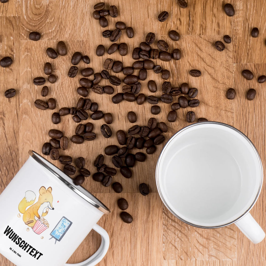 Personalisierte Emaille Tasse Fuchs Filme gucken tassen bedrucken, Namenstasse, Emaille Tasse mit Namen, Campingtasse personalisiert, tasse selbst gestalten, tasse mit namen, personalisierte tassen, personalisierte tasse, Campingtasse bedrucken, Emaille Tasse personalisiert, Campinggeschirr personalsisert, tasse bedrucken, Geschenk, Sport, Sportart, Hobby, Schenken, Danke, Dankeschön, Auszeichnung, Gewinn, Sportler, Fernsehen, Kino, Filme gucken, Filmabend, TV