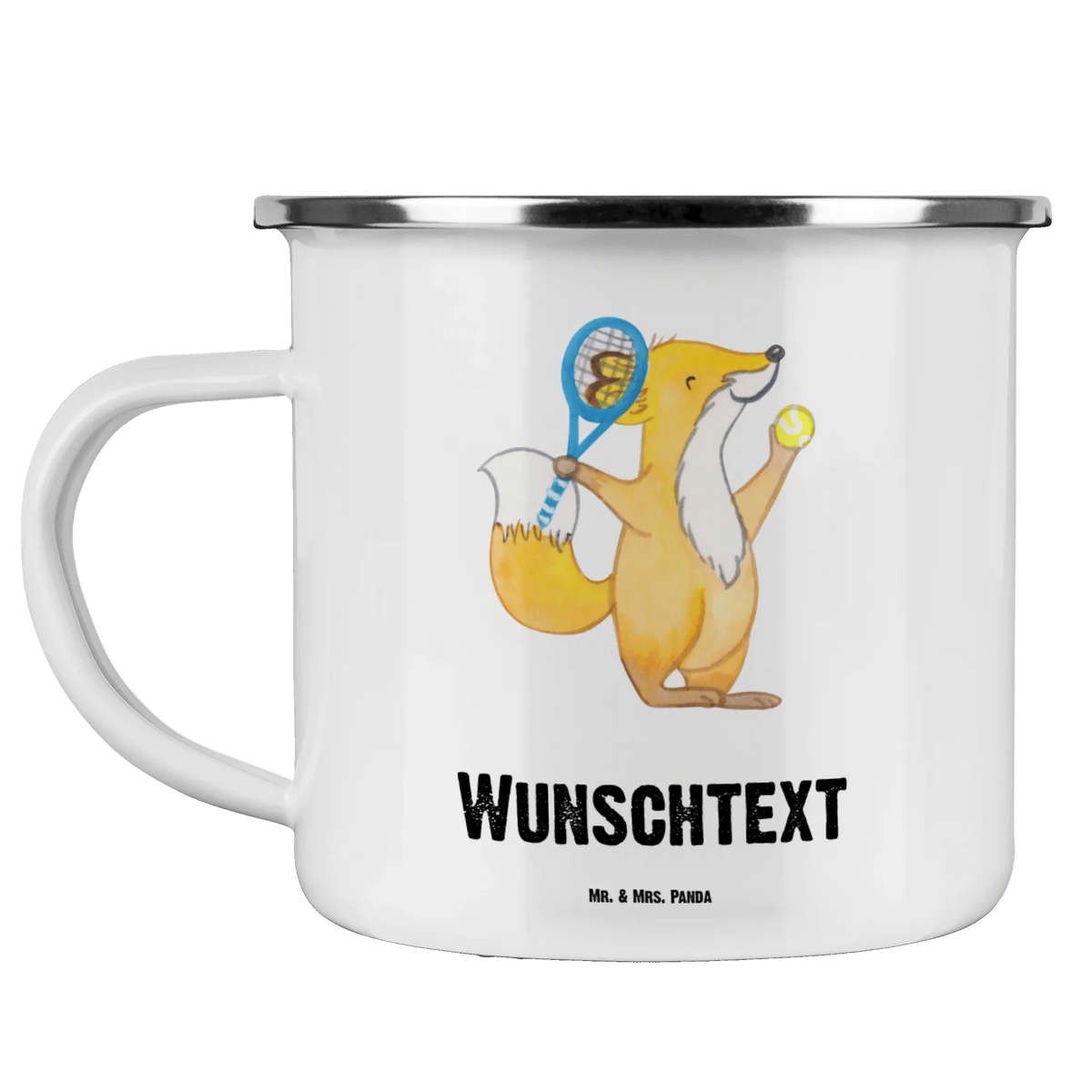 Personalised enamel cup Fox play tennis Gift, sport, hobby, giving, thank you, award, profit, athlete, ball sport, Playing tennis, tennis club, tennis tournament