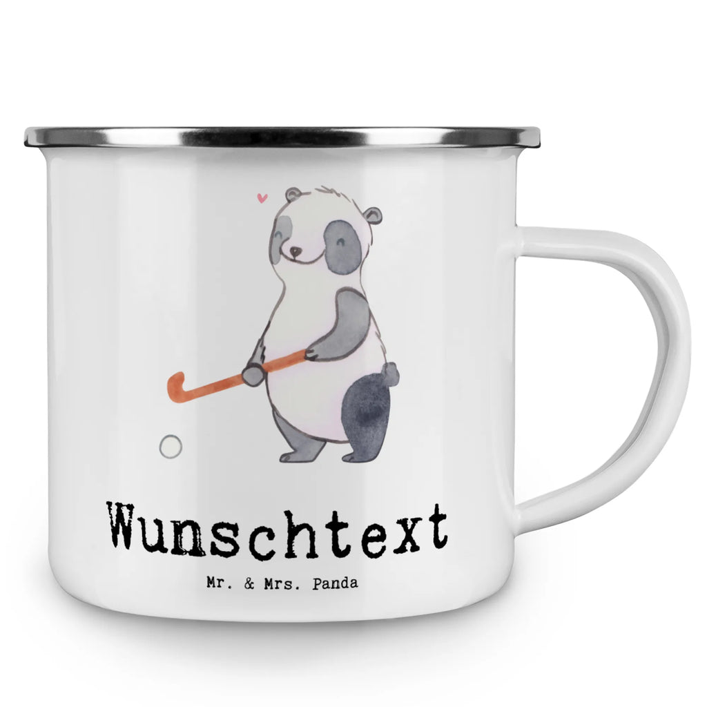 Personalised enamel cup panda play hockey Gift, sport, hobby, giving, thank you, award, profit, athlete, hockey stick, Play hockey, field hockey, hockey club