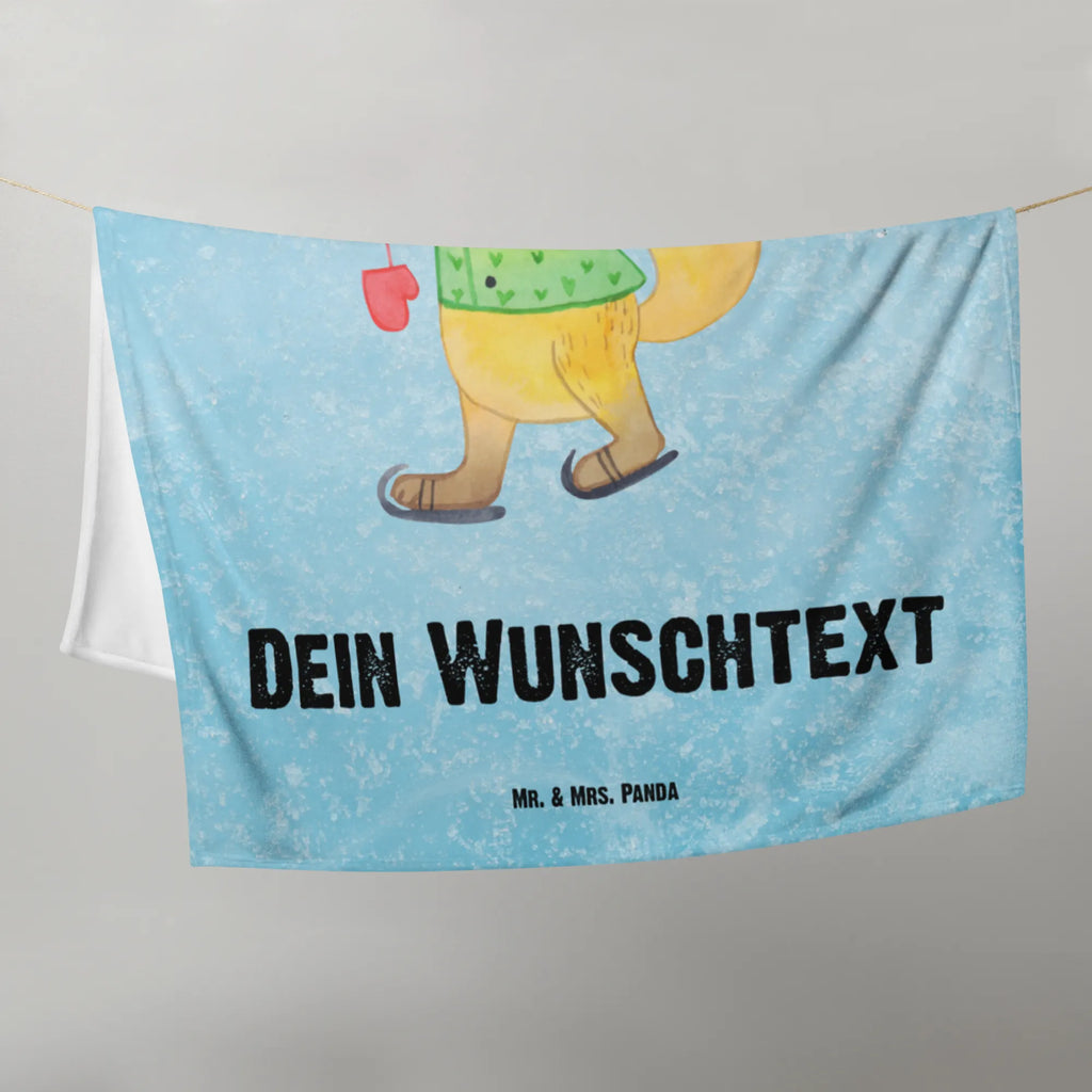 Baby blanket with name Fox skates Winter, Christmas, Christmas time, snow, christmas present, christmas days, winter, christmas time, santa claus, christmas, christmas eve, fir tree, christmas tree