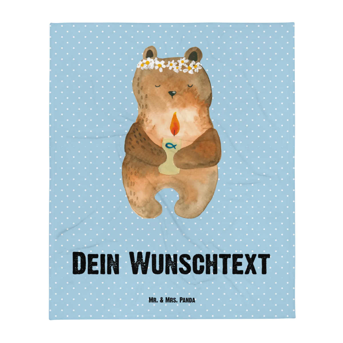 Baby blanket with name bear communion bear, teddy, teddy bear, cuddly toy, communion, catholic, baptismal candle, God's blessing