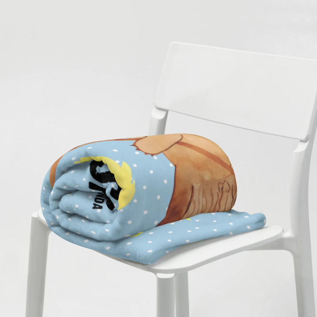 Baby blanket with name Bear & Ladybird campfire bear, teddy, teddy bear, cuddly toy, Campfire