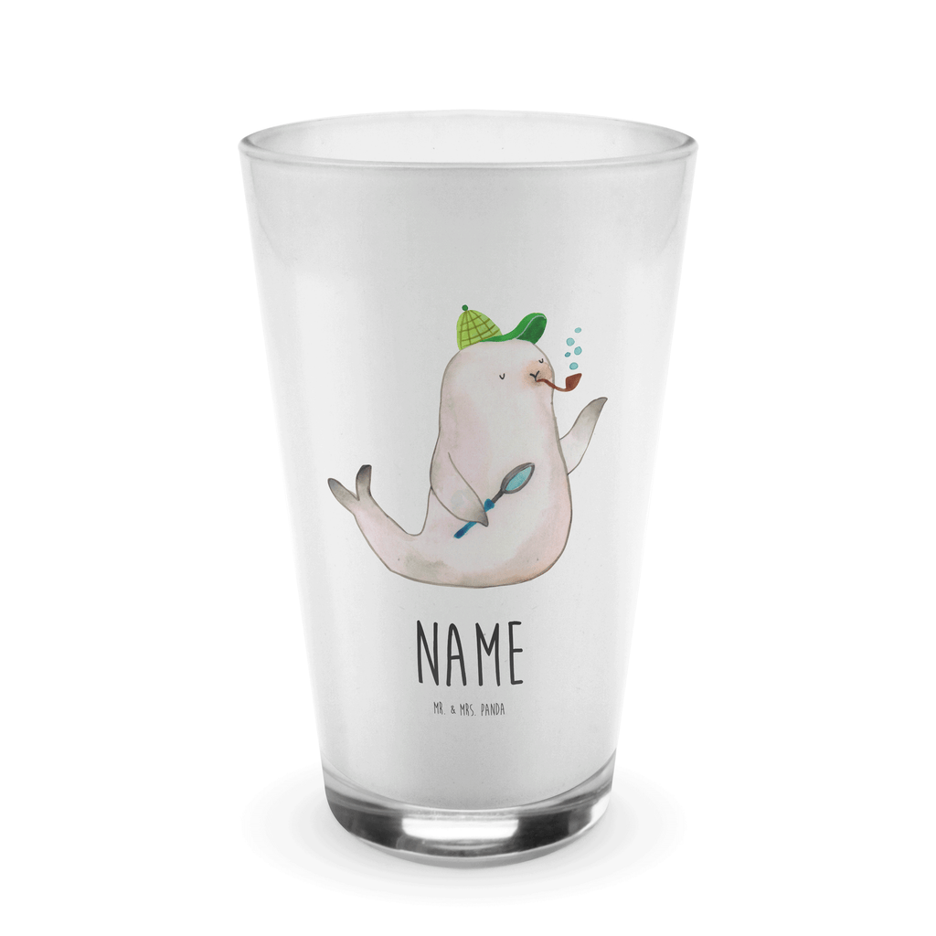 Personalisiertes Glas Robbe Sherlock Bedrucktes Glas, Glas mit Namen, Namensglas, Glas personalisiert, Name, Bedrucken, Tiermotive, Gute Laune, lustige Sprüche, Tiere