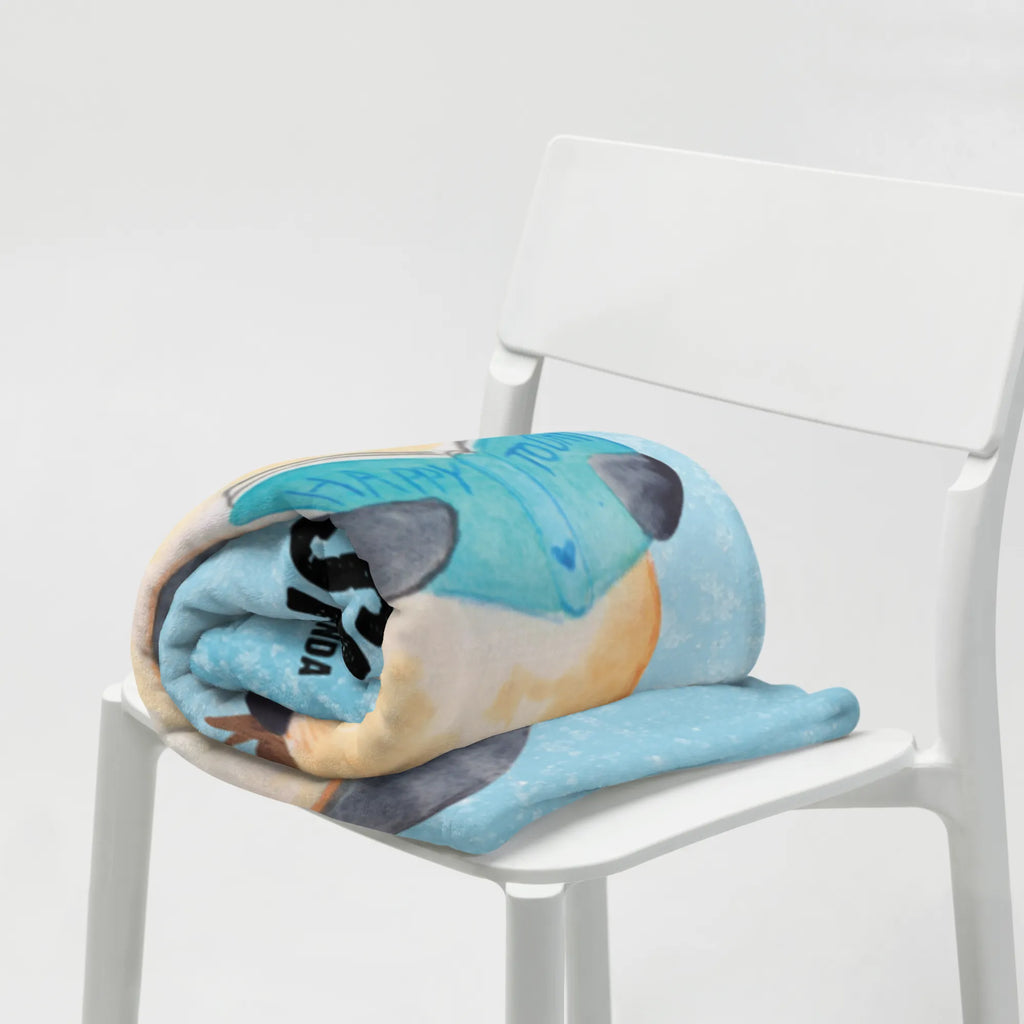 Kocyk dla niemowląt z imieniem pingwin książka Pinguin