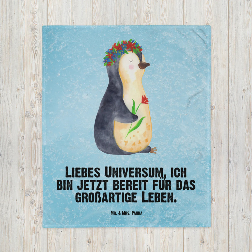 Babydecke Pinguin Blumenkranz Babydecke, Babygeschenk, Geschenk Geburt, Babyecke Kuscheldecke, Krabbeldecke, Pinguin, Pinguine, Leben, Geschenkidee, Ziele, Universum, Blumenkranz, Lebensziele, Wünsche, Motivation, Lebenslust, Liebeskummer
