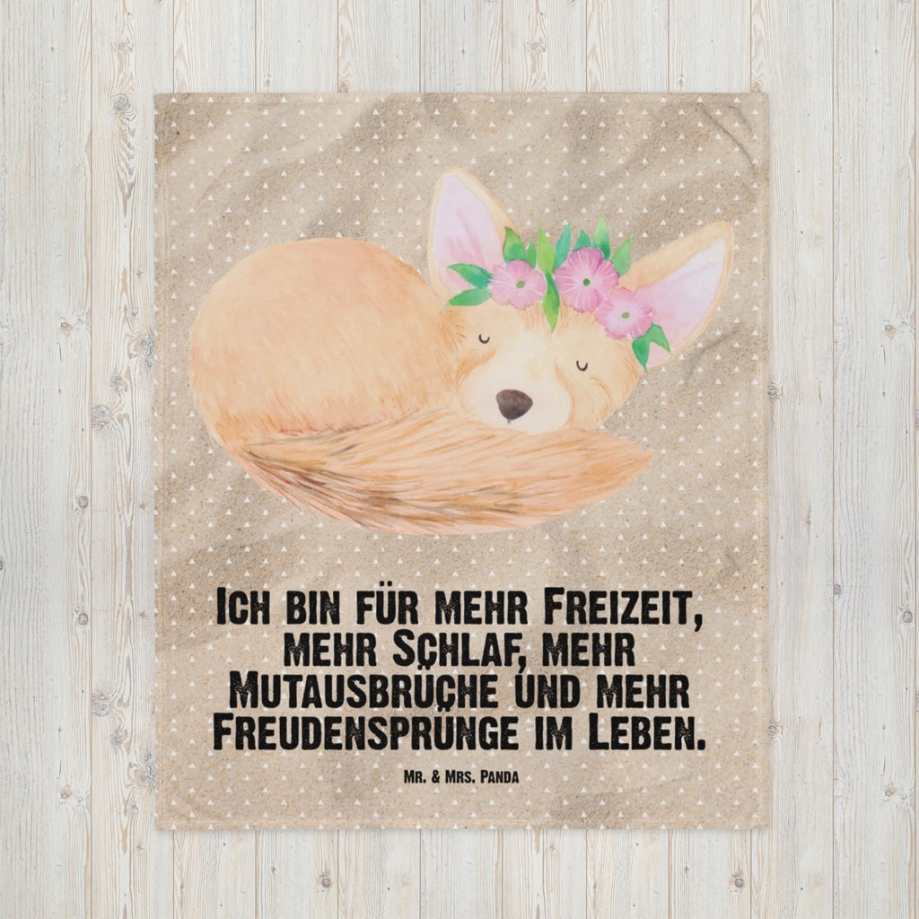 Kocyk dla niemowląt lis pustynny kwiaty Babydecke, Geschenk Geburt, Krabbeldecke, Babyecke Kuscheldecke, Babygeschenk, Afrika, Wildtiere, Blumen, Blumenkranz, Wüste, Glücklich, Wüstenfuchs