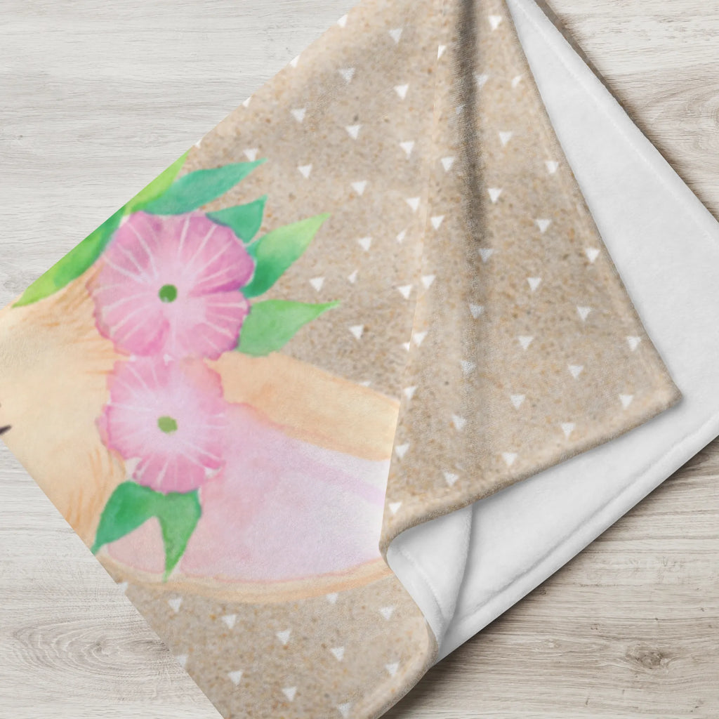 Kocyk dla niemowląt lis pustynny kwiaty Babydecke, Geschenk Geburt, Krabbeldecke, Babyecke Kuscheldecke, Babygeschenk, Afrika, Wildtiere, Blumen, Blumenkranz, Wüste, Glücklich, Wüstenfuchs