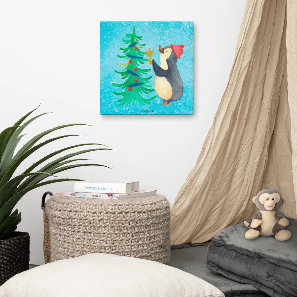 Canvas picture penguin Christmas tree Kunstdruck, Leinwand, Weihnachtsdeko, Winter, Nikolaus, Advent, Heiligabend, Wintermotiv, Weihnachten, Pinguin