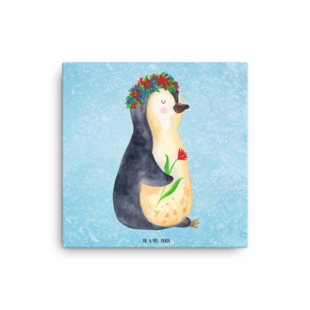 Canvas picture Penguin Flower Leinwand, Kunstdruck, Pinguin, Lebensziele, Geschenkidee, Wünsche, Lebenslust, Ziele, Motivation, Leben, Universum, Blumenkranz, Liebeskummer, Pinguine