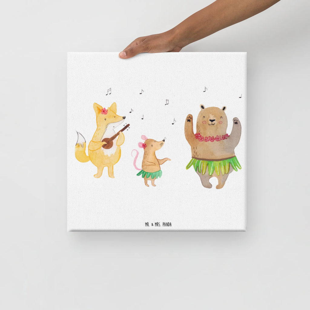 Leinwand Bild Waldtiere Aloha Kunstdruck, Leinwand, Lustige Sprüche, Tiere, Tiermotive, Gute Laune, Waldtiere, Aloha, Tanzen, Hase, Bär, Igel, Musik, Leben, Lachen, Wald