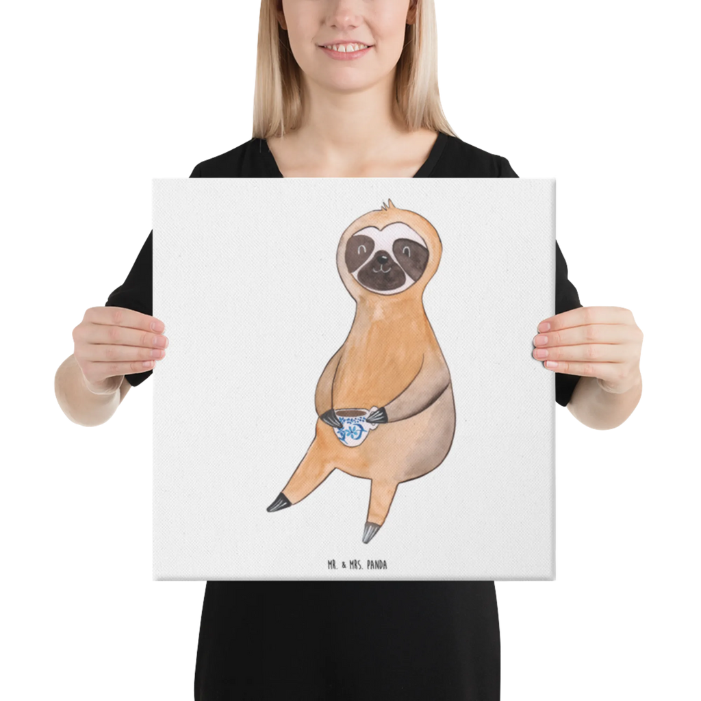 Canvas picture sloth Coffee Dekoration, Kunstdruck, Wanddeko, Leinwand, Bild, Faultier, Faultier Geschenk, Faultier Deko, Kaffeegetränk, Coffee, Lieblingstier, Kaffeetasse, erster Kaffee, Morgenmuffel, Frühaufsteher, Genießer, Faultiere, faul, Kaffee