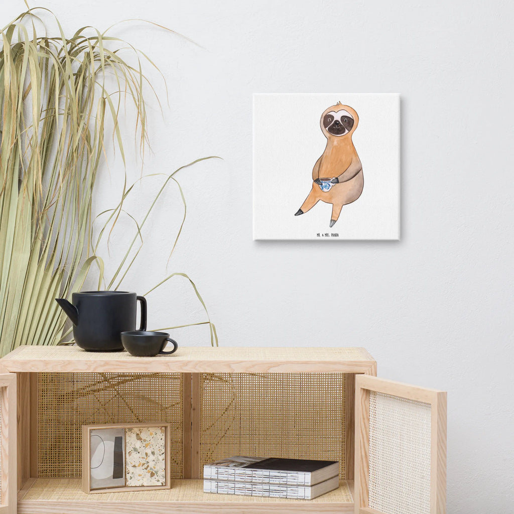Canvas picture sloth Coffee Dekoration, Kunstdruck, Wanddeko, Leinwand, Bild, Faultier, Faultier Geschenk, Faultier Deko, Kaffeegetränk, Coffee, Lieblingstier, Kaffeetasse, erster Kaffee, Morgenmuffel, Frühaufsteher, Genießer, Faultiere, faul, Kaffee