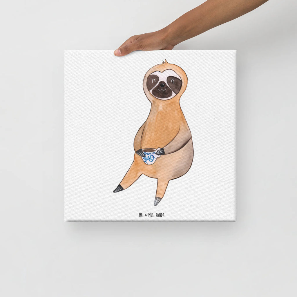 Canvas picture sloth Coffee Dekoration, Kunstdruck, Wanddeko, Leinwand, Bild, Faultier, Faultier Geschenk, Faultier Deko, Kaffeegetränk, Coffee, Lieblingstier, Kaffeetasse, erster Kaffee, Morgenmuffel, Frühaufsteher, Genießer, Faultiere, faul, Kaffee