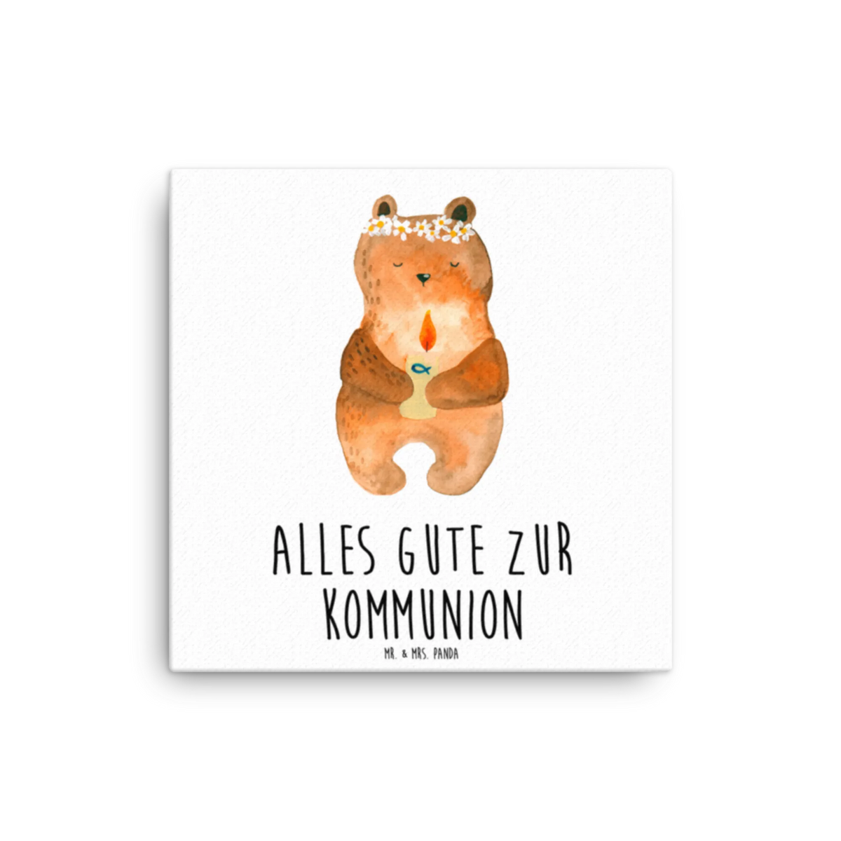 Canvas picture bear communion teddy bear, cuddly toy, communion, baptismal candle, catholic, God's blessing