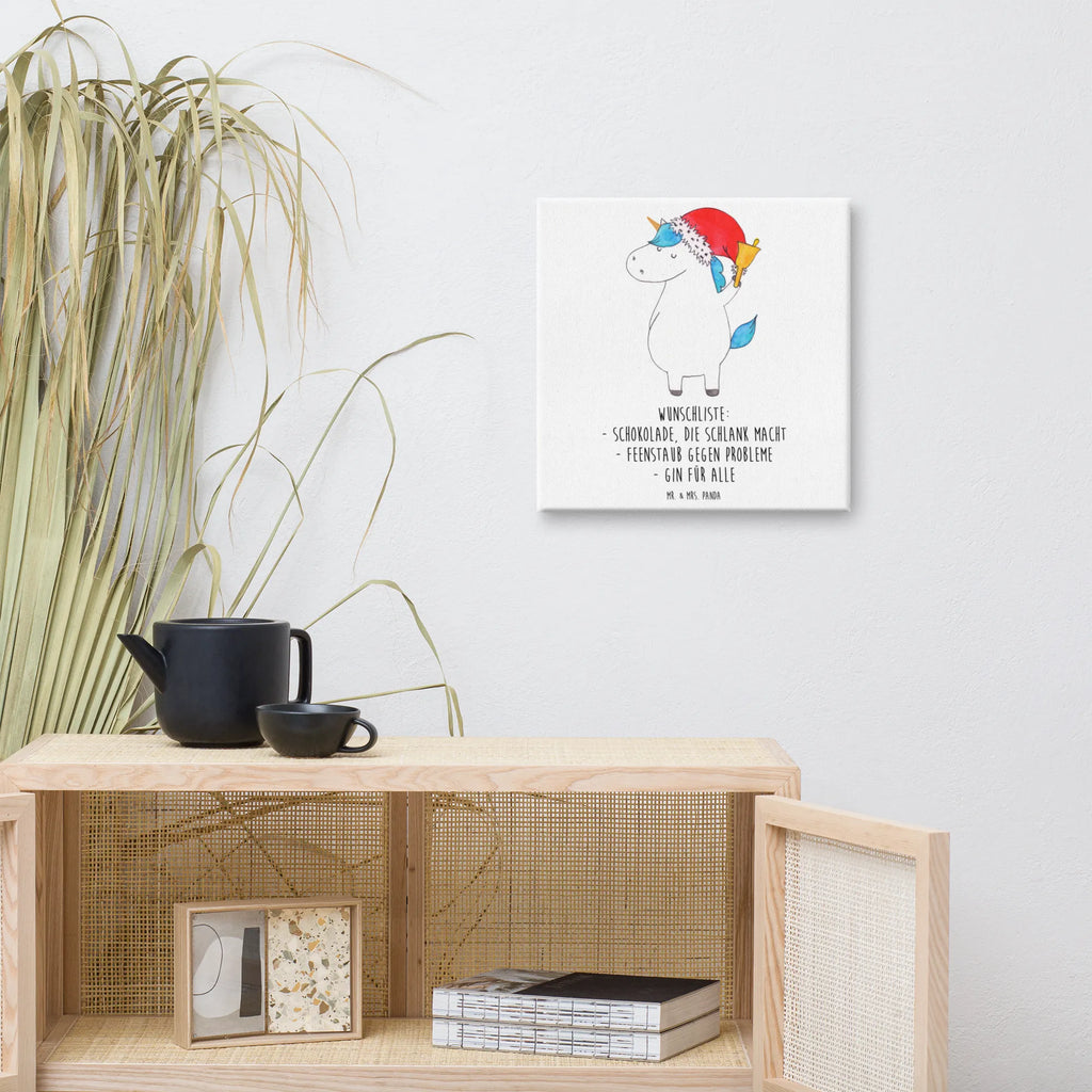 Leinwand Bild Einhorn Weihnachtsmann Kunstdruck, Leinwand, Unicorn, Einhorn, Einhorn Deko, Einhörner, Weihnachtsmann, Gin, Nikolaus, Wunschzettel, Weihnachten, Schoki, Feenstaub, Schokolade, Wunschliste