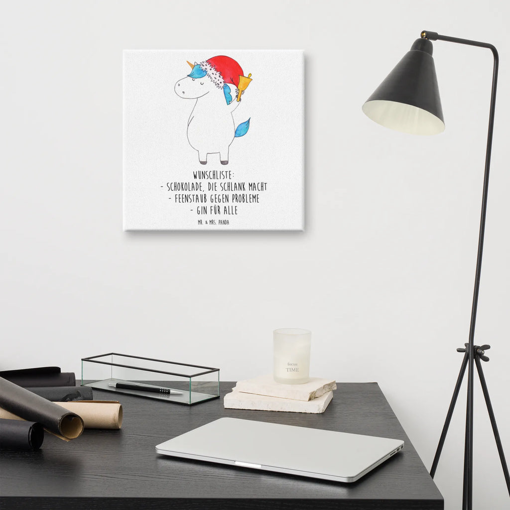 Leinwand Bild Einhorn Weihnachtsmann Kunstdruck, Leinwand, Unicorn, Einhorn, Einhorn Deko, Einhörner, Weihnachtsmann, Gin, Nikolaus, Wunschzettel, Weihnachten, Schoki, Feenstaub, Schokolade, Wunschliste