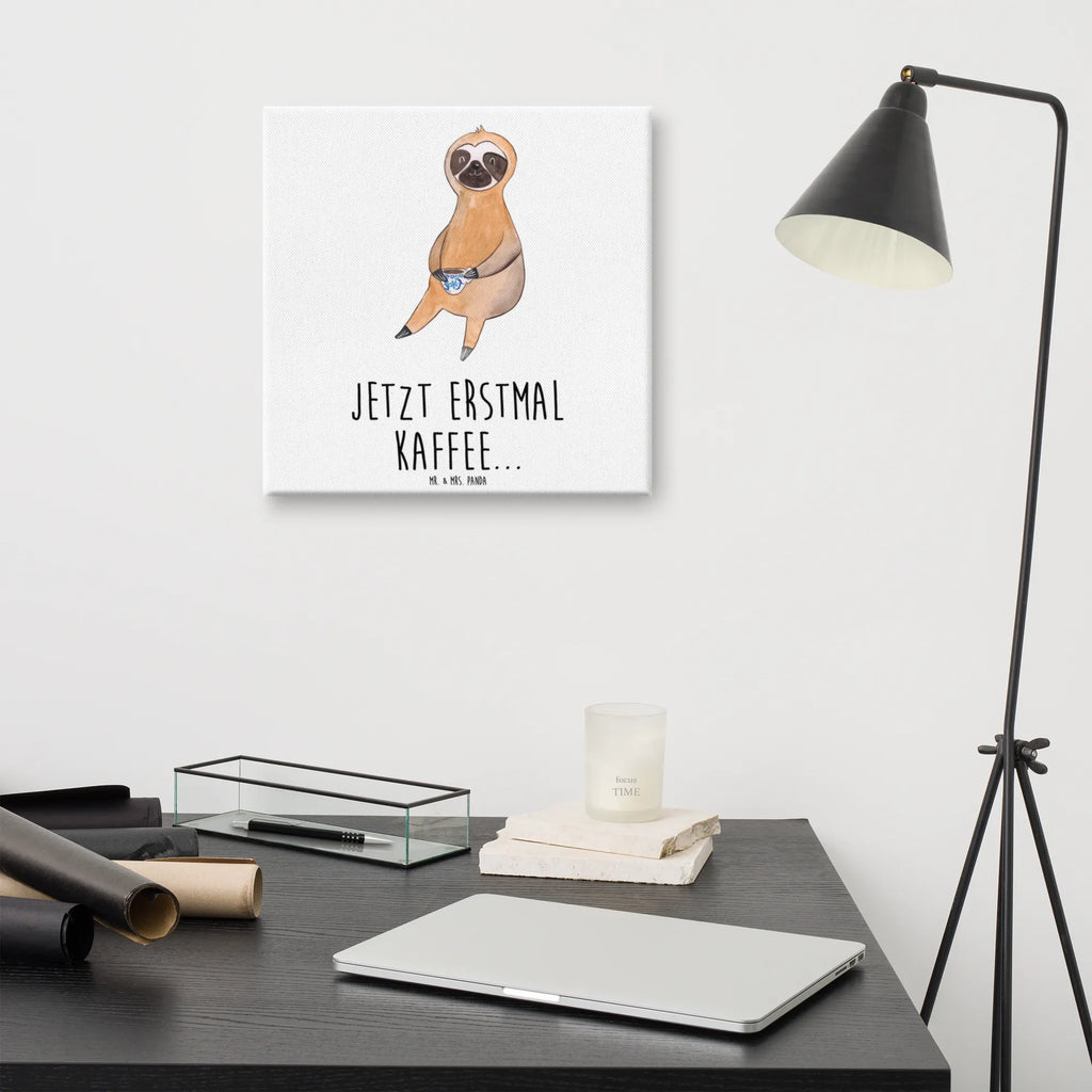 Canvas picture sloth Coffee Dekoration, Kunstdruck, Wanddeko, Leinwand, Bild, Faultier, Faultier Geschenk, Faultier Deko, Kaffeegetränk, Coffee, Lieblingstier, Kaffeetasse, erster Kaffee, Morgenmuffel, Frühaufsteher, Genießer, Faultiere, faul, Kaffee