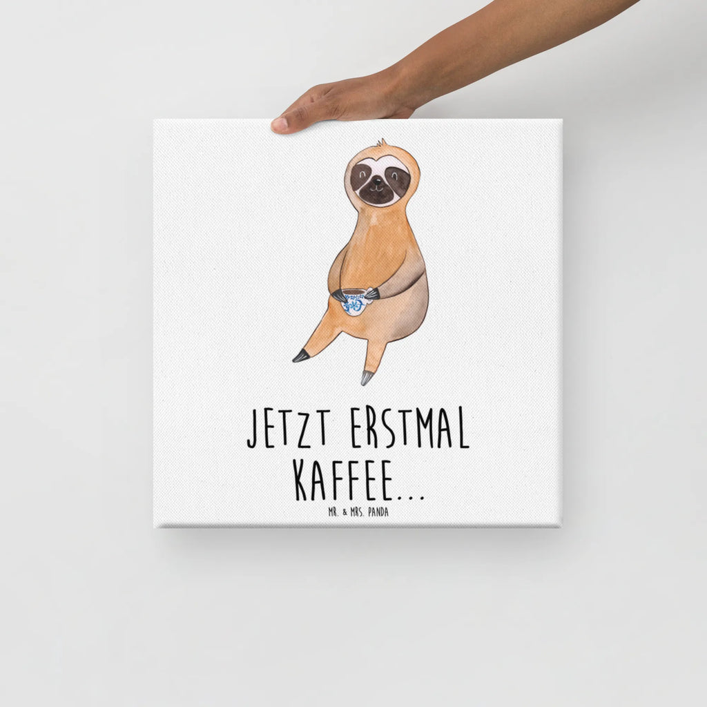 Canvas picture sloth Coffee Dekoration, Kunstdruck, Wanddeko, Leinwand, Bild, Faultier, Faultier Geschenk, Faultier Deko, Kaffeegetränk, Coffee, Lieblingstier, Kaffeetasse, erster Kaffee, Morgenmuffel, Frühaufsteher, Genießer, Faultiere, faul, Kaffee