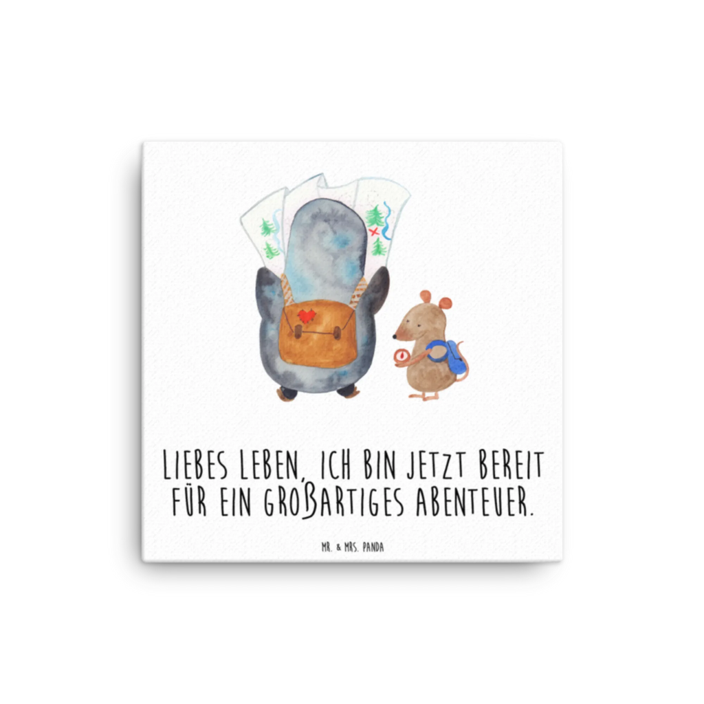 Canvas picture Penguin & Mouse Hiker Kunstdruck, Leinwand, Pinguin, Wandern, Abenteurer, Wanderlust, Abenteuer, Pinguine, Ausflug, Roadtrip