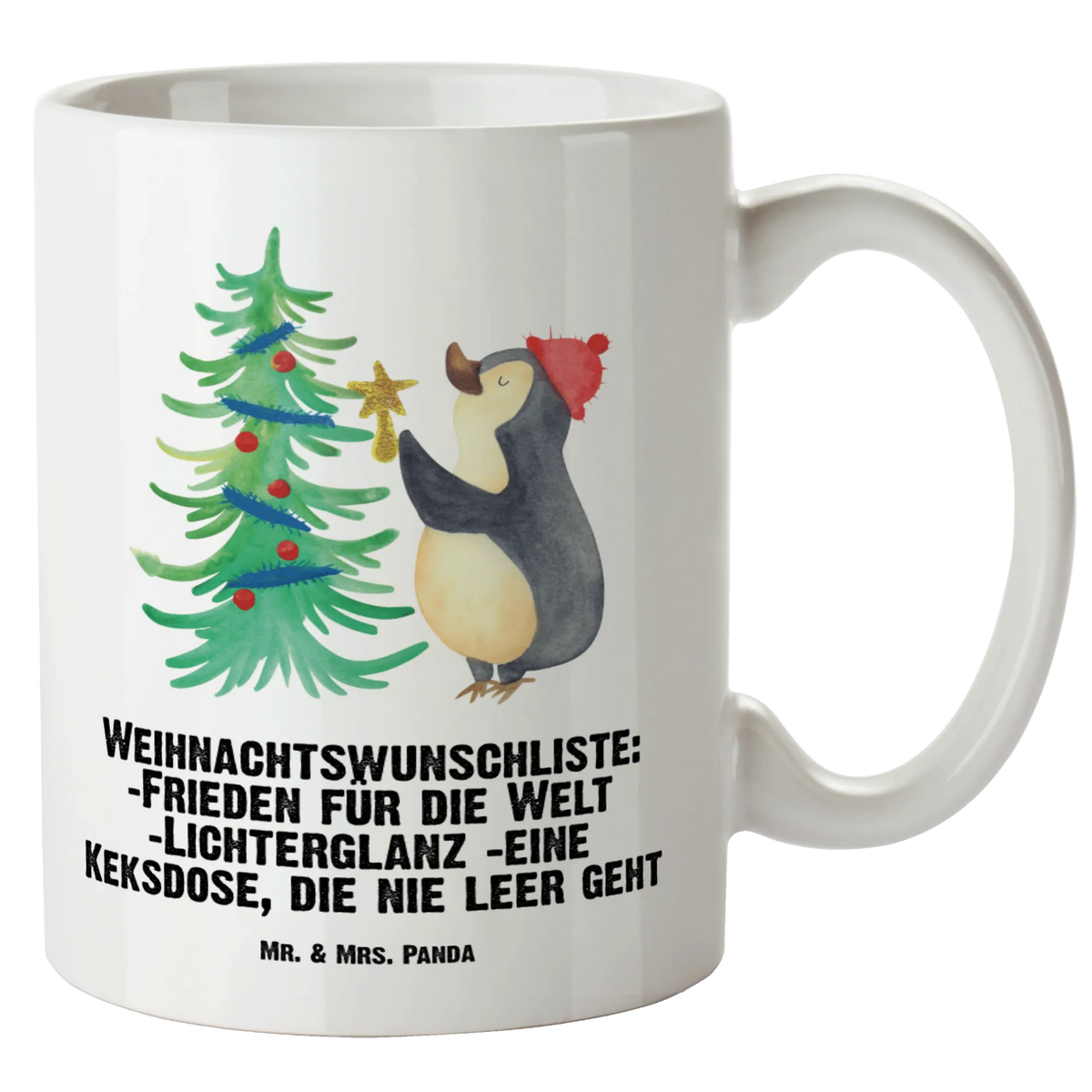 XL kubek Pingwin choinka Zima, Boże Narodzenie, dekoracje świąteczne, Mikołaj, Adwent, Wigilia, zimowy motyw