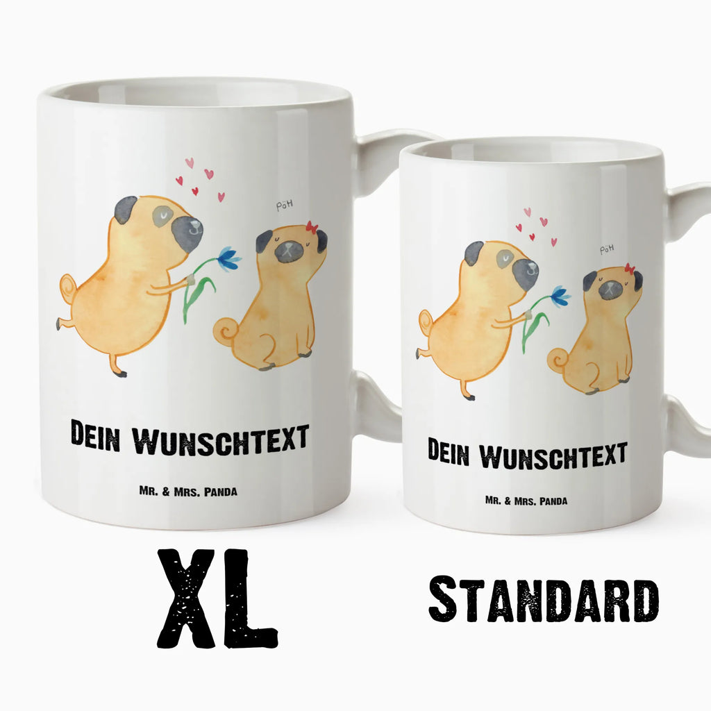 Personalizowany XL kubek mops Zakochani Pies, motyw psa, zwierzę domowe, rasa psa, miłośnik zwierząt, właściciel psa, powiedzenia