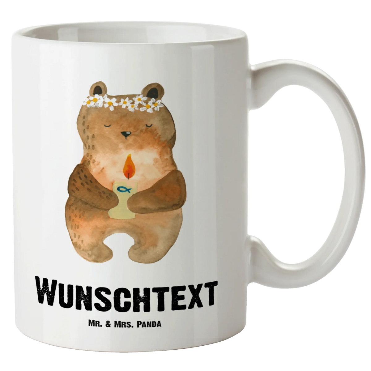 Personalised XL cup bear communion teddy bear, cuddly toy, baptismal candle, catholic, communion, God's blessing
