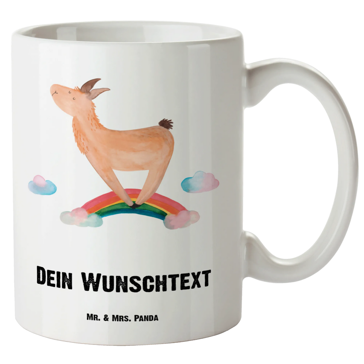 Personalised XL cup lama rainbow Llama, alpaca, trendy animal, Freedom, Outsider, Cloud country, Self-employed, Rainbow, School