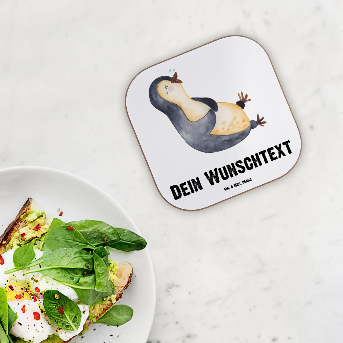 Personalised coaster Penguin Laugh Penguin, North Pole, Winter, Penguins, Pinguin, Fröhlich, lustiger Spruch, Optimismus, Pinguine
