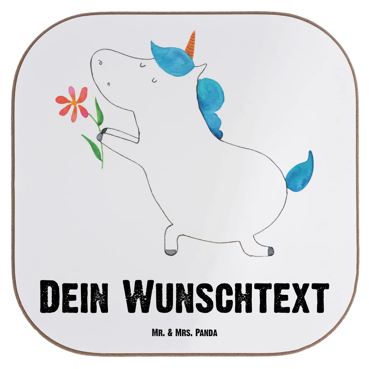 Personalised coaster unicorn flower unicorn, unicorns, partner, engagement, flower, request, marriage application, love, couple, proof of love