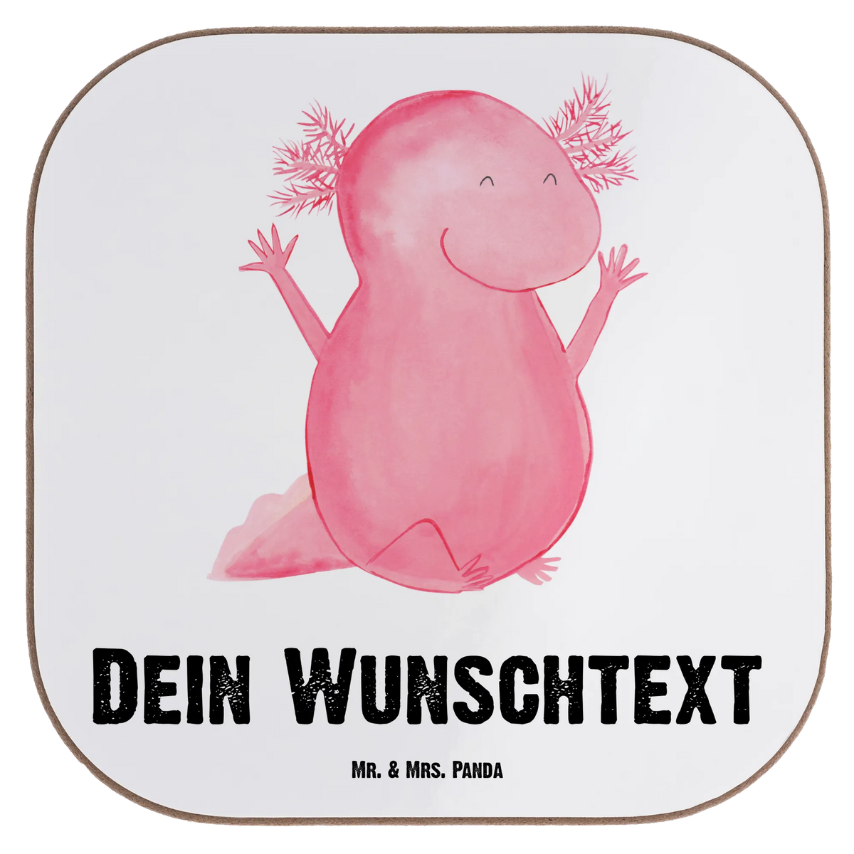 Personalised coaster axolotl Hooray Axolotl, Axelotl, marine animals, Mexican walking fish, salamander, motivation, tail, amphibian, satisfaction, cheerful, fun, axolotl, axolot, joy