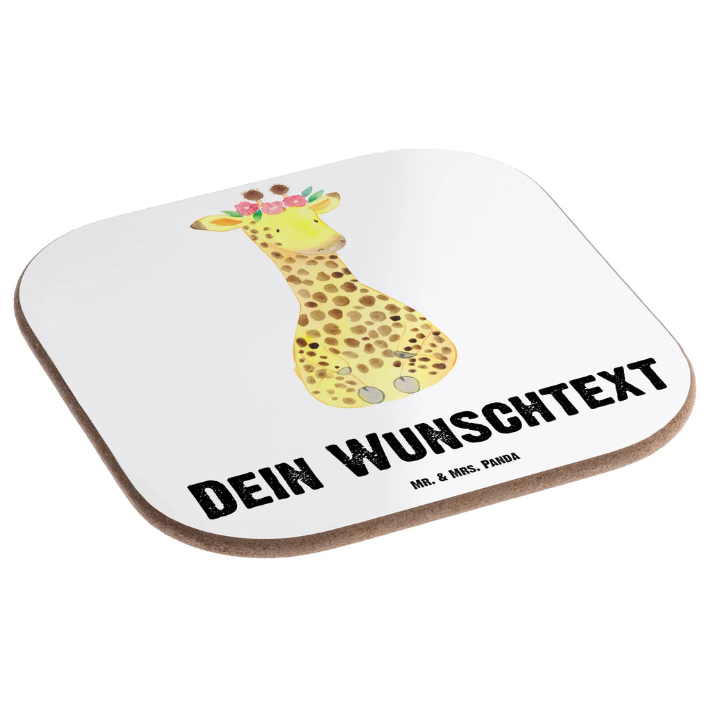Personalisierte Untersetzer Giraffe Blumenkranz Untersetzer mit Namen, Personalisierte Untersetzer, PErsonalisierte Bierdeckel, Personalisieren, Peronalisierte Untersetzer Gläser, Personalisiert Getränkeuntersetzer, Namensaufdruck, Personalisierte Glasuntersetzer, Bedrucken, Afrika, Wildtiere, Giraffe, Freundin, Abenteurer, Blumenkranz, Selbstliebe