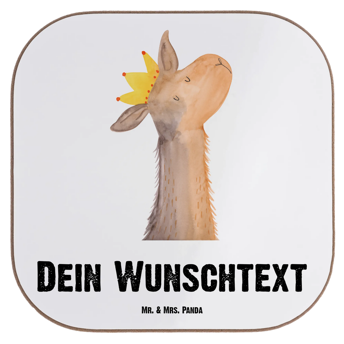 Personalised coaster llama head king Llama, llama, alpaca, trendy animal, colleague, queen, girlfriend, lama, lamas, king, boss, high school graduation, office colleague, supervisor, mum, dad