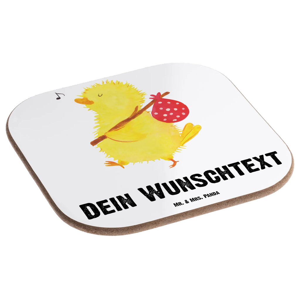 Personalised coaster chick wander Easter, Easter bunny, spring fever, greetings, Easter greetings, time, travelling, happy Easter, Easter egg, Easter eggs, joy, love, egg, globetrotters, nonsense, chick, backpacker, time management, miracles