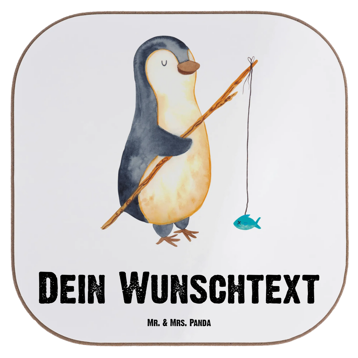 Personalised coaster Penguin angler North Pole, Penguins, penguins, gift idea, fishing, weekend, daily schedule, planner, new start, gift, vacation, friends