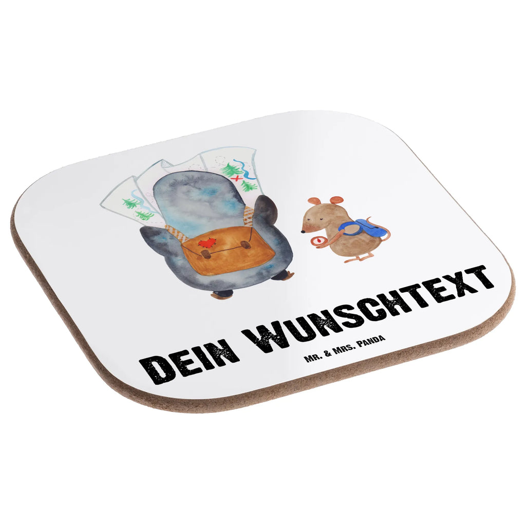 Personalised coaster Penguin & Mouse Hiker Penguin, North Pole, Winter, Penguins, adventure, road trip, hiking, penguin, excursion, penguins, adventurer, wanderlust