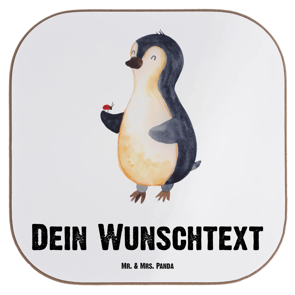 Personalised coaster Penguin ladybug Penguin, North Pole, Winter, Penguins, penguins, love, joy, joy of life, happiness, wonder, ladybird
